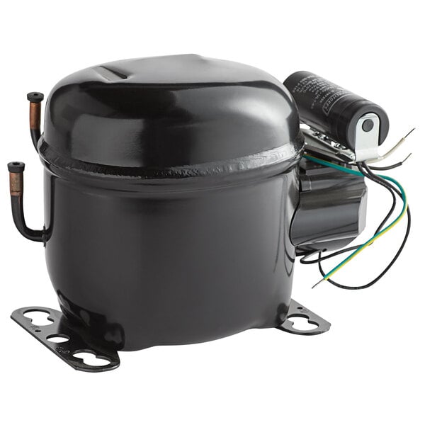 A black True 1/3 hp Compressor with wires and a tube.