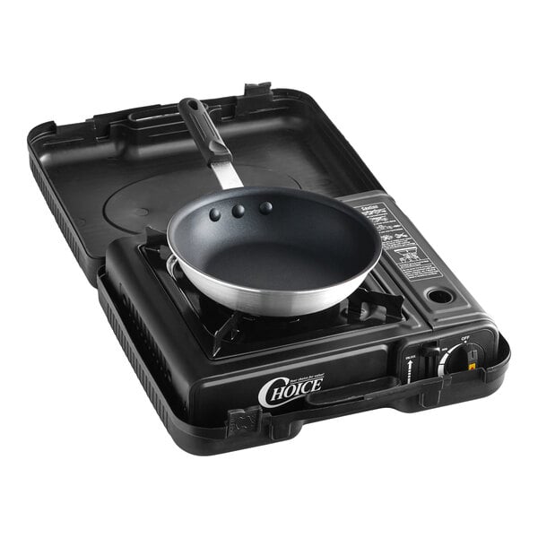 Choice Portable 3-Piece Cooking Kit with Single Brass Burner Butane Range & Pan - 8000 BTU