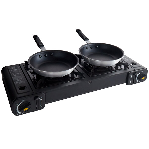 Portable 5Piece Cooking Kit with Butane Double Burner Range, 2 Fry