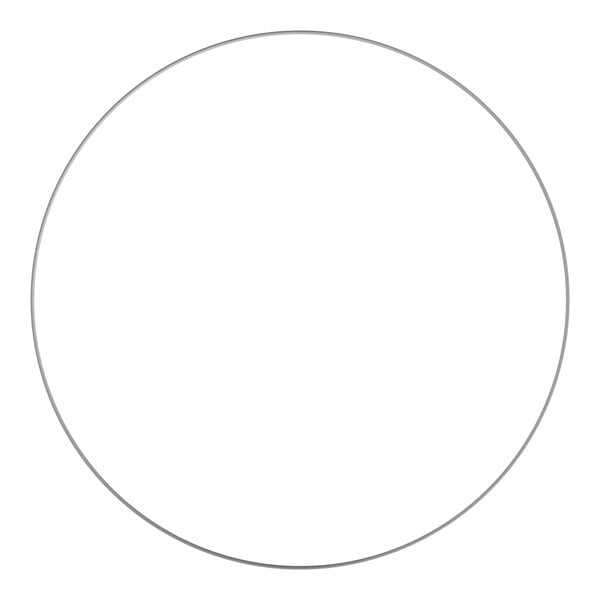 A white circle with a curved edge and a black border.