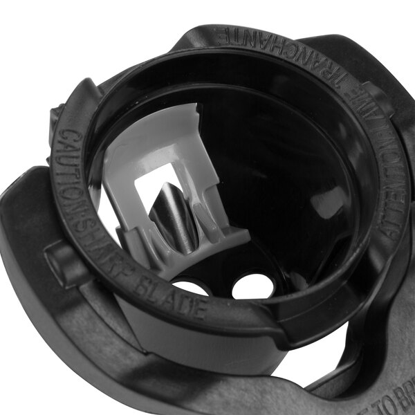 A black plastic Hamilton Beach coffee pod holder with a white circle.