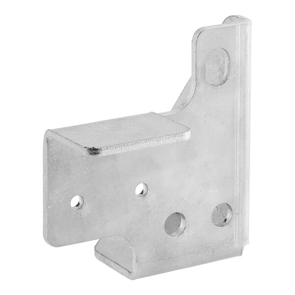 A metal Avantco bottom left hinge with two holes on the side.
