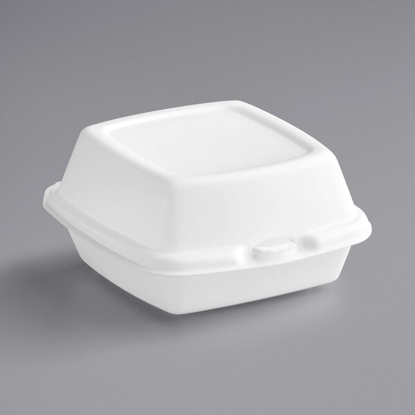 Dart 60HT1 6 x 6 x 3 White Foam Hinged Lid Container - 125/Pack