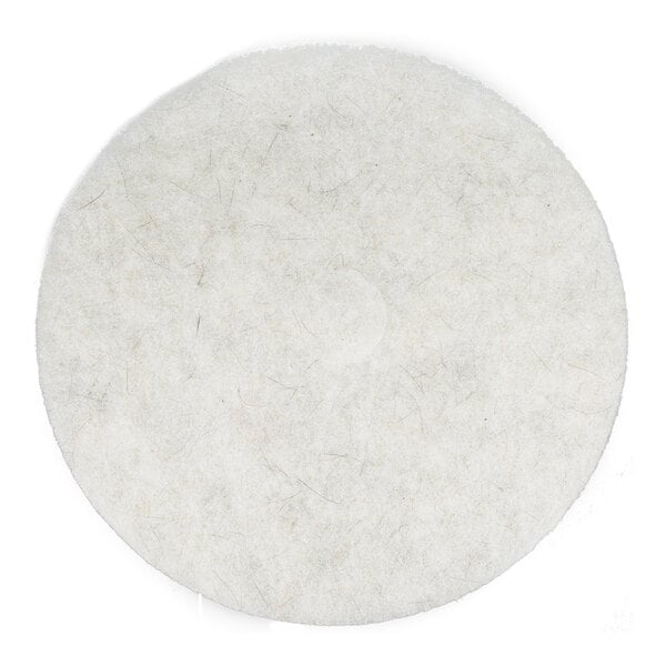 A round, white 15-inch floor polishing pad.