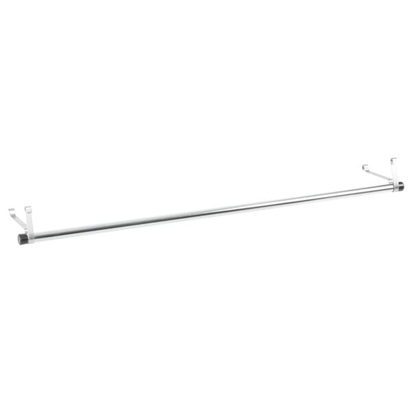 A silver Metro garment hanger tube with brackets on a white background.