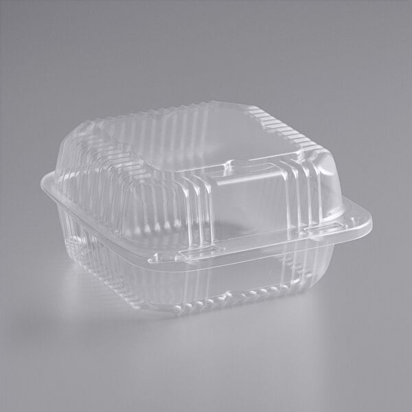 6"x 6"x 3" Clear Hinged Take-Out Containers with Snap-On Corners 50 Pack 