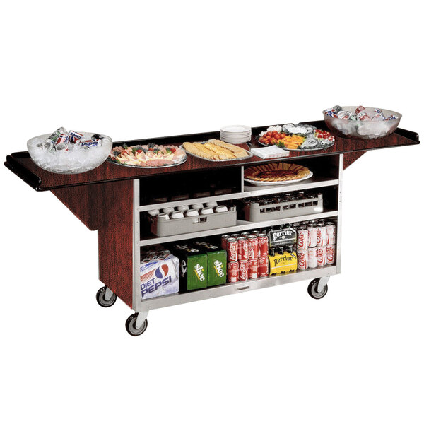 A Lakeside food and drinks cart set up for outdoor catering.