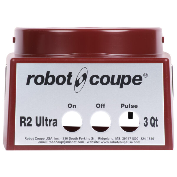 A red container with a white label reading "Robot Coupe 39109 Motor Support Assembly"