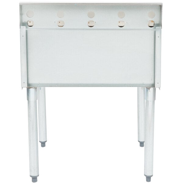 The stainless steel interior of an Eagle Group insulated underbar ice chest.