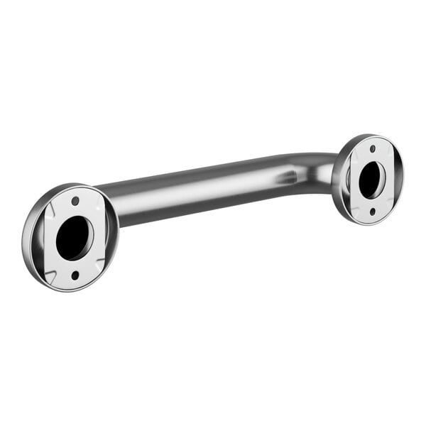 A Lavex chrome steel grab bar with holes in the metal.