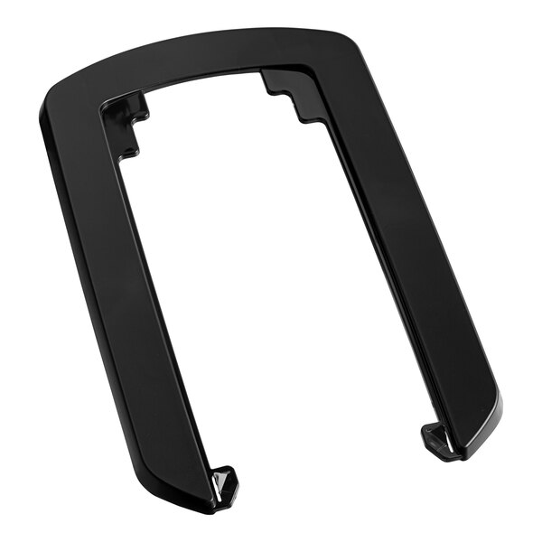 A black plastic wall plate with a white background.