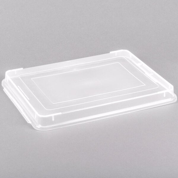 A clear plastic lid for a Vollrath half size bun or sheet pan.