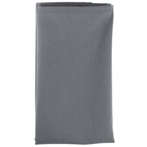 A folded gray Intedge cloth napkin.