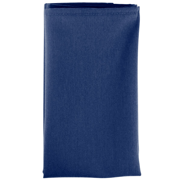 A folded Intedge royal blue cloth napkin.
