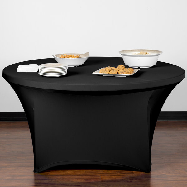 Marko EMB5026R60014 Embrace 60" Round Black Spandex Table Cover