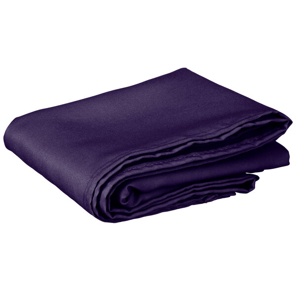 A folded purple Intedge table cover on a white background.