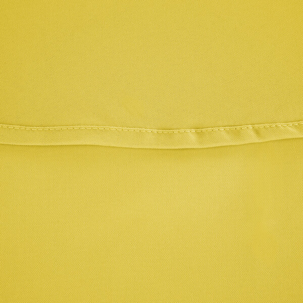 A yellow round polyester table cover with a hemmed edge.
