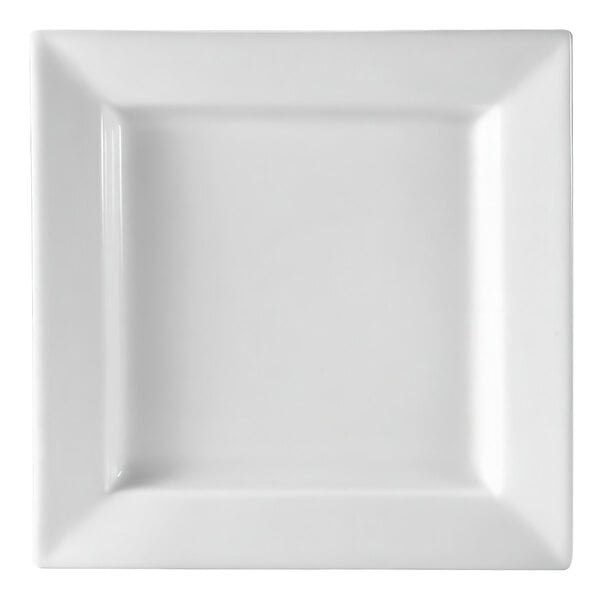 A white square plate with a square edge.