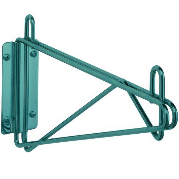 A close-up of a green Metroseal 3 wall mount bracket.