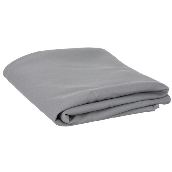 A folded grey Intedge 100% polyester table cover.