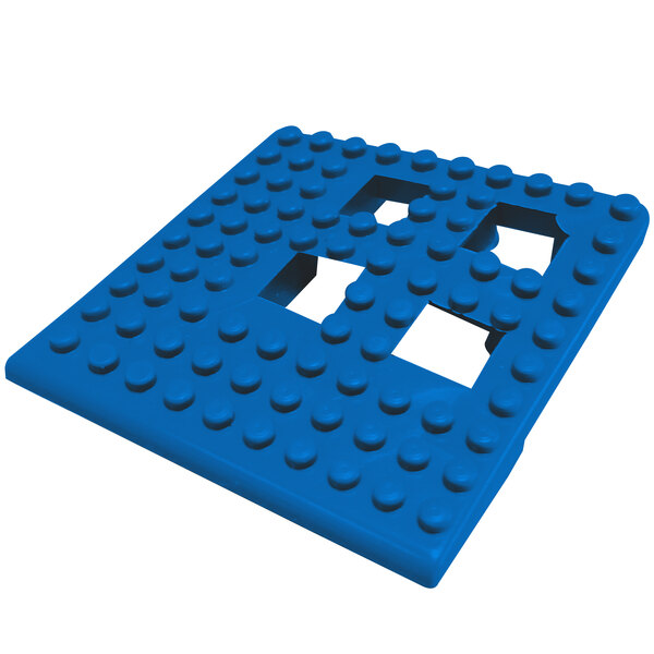 a blue square with holes in it