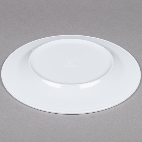 A white GET Minski melamine plate with a textured rim.