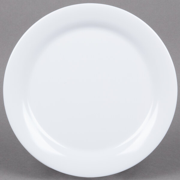 A white GET Centuria melamine plate with a plain edge.