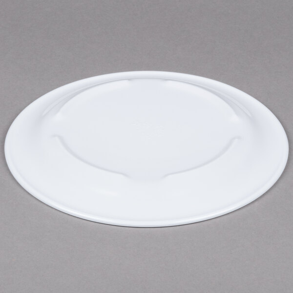 A white GET Centuria melamine plate with a circular rim.