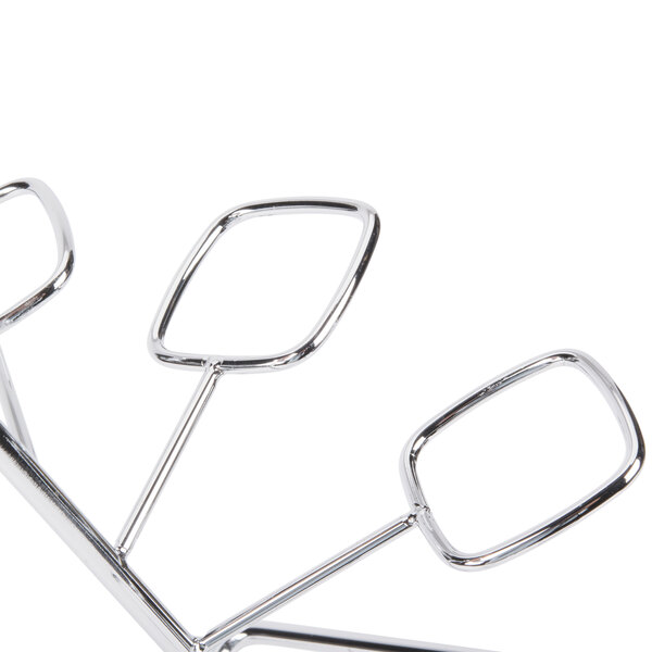 A chrome tower dessert shot display stand with three levels.