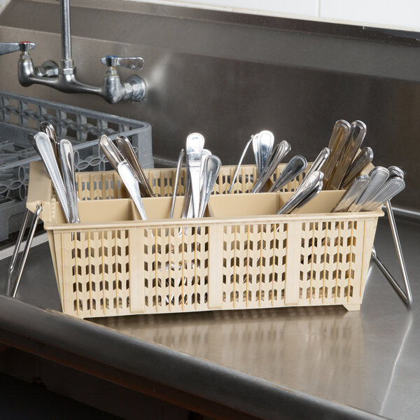 8 Compartment Half Size Flatware Rack with Handles