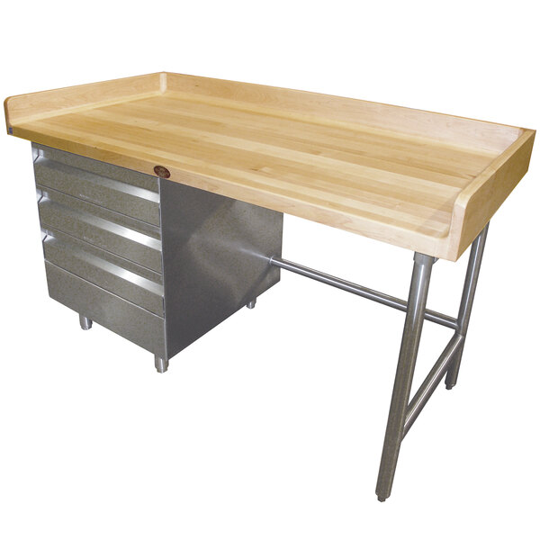 Advance Tabco Bgt 308 Wood Top Baker S Table With Galvanized