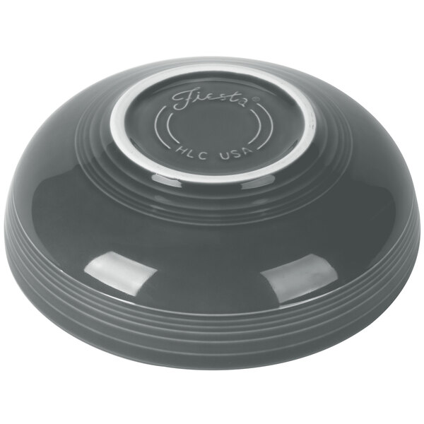 A slate grey Fiesta China Bistro Bowl with a white rim.