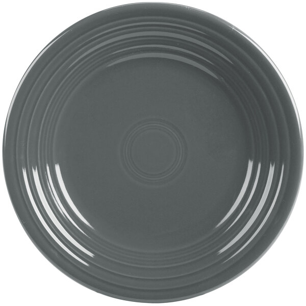 A slate grey Fiesta® luncheon plate with a rim.