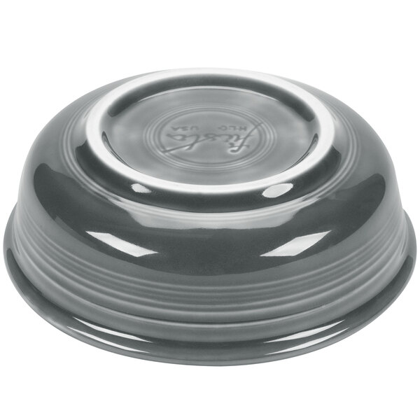 A grey Fiesta china nappy bowl with a white rim.