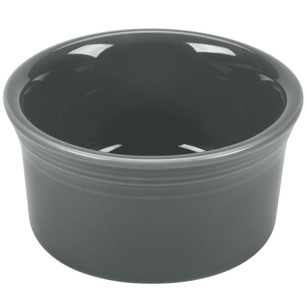 A grey Fiesta ramekin on a white background.