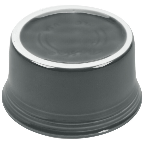 A grey Fiesta ramekin with a white rim.