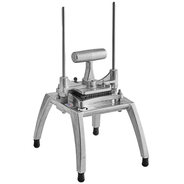 A Nemco Easy Chopper III vegetable dicer on a metal table.