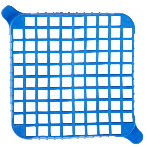 A blue plastic square with small squares.