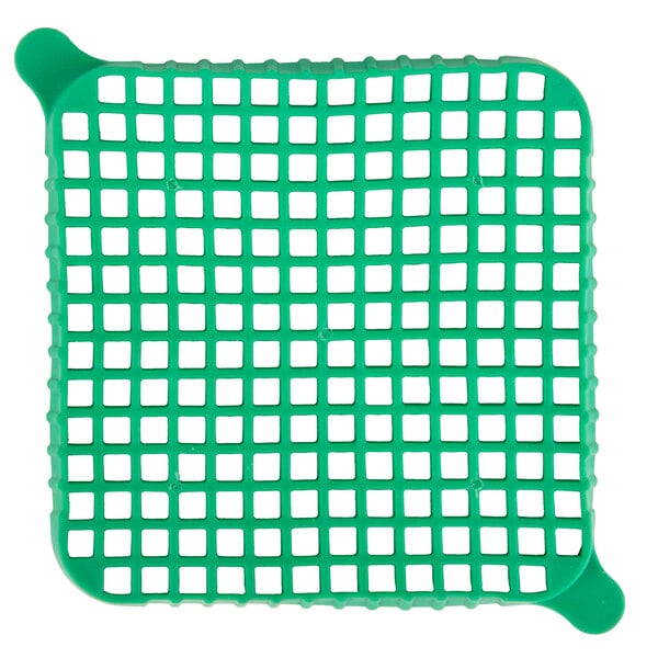 A green plastic square with small squares.