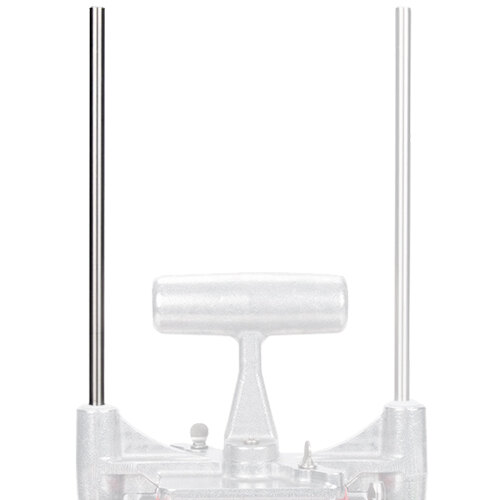 A white plastic object with two metal rods.