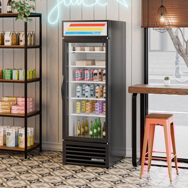 True GDM-23-HC~TSL01 27" Black Refrigerated Glass Door Merchandiser with LED Lighting