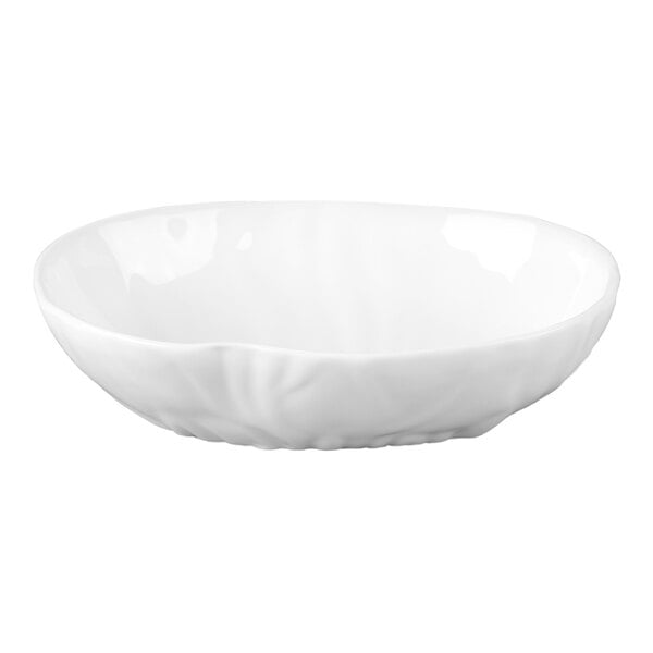 A bright white porcelain large elliptical dish.