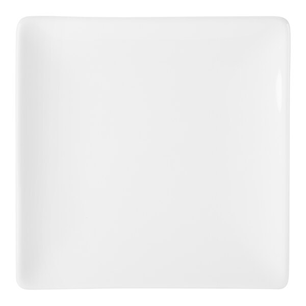 A white square bone china plate.