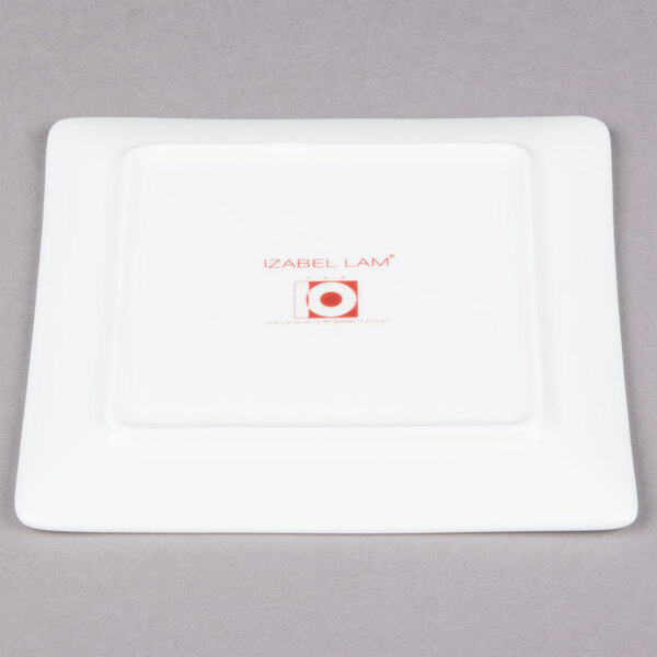 A white square 10 Strawberry Street bone china plate.