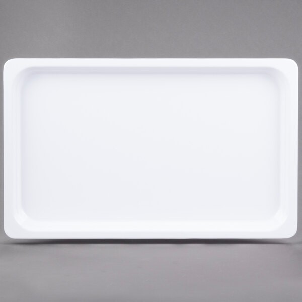 A white rectangular Thunder Group food pan with a handle.