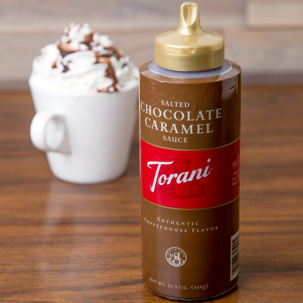 Torani 16.5 oz. Salted Chocolate Caramel Flavoring Sauce