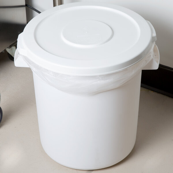 Continental 1002WH Huskee 10 Gallon White Round Trash Can Lid