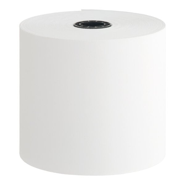 A large white roll of bond cash register or calculator paper.
