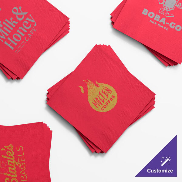 Choice Red 2-Ply Customizable Beverage / Cocktail Napkin - 1,000/Case