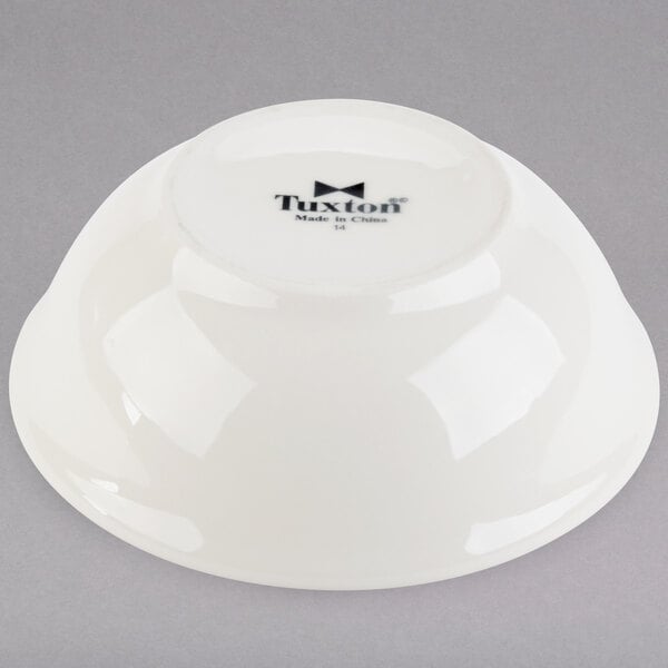 A white Tuxton china bowl with black text that reads "Nevada"